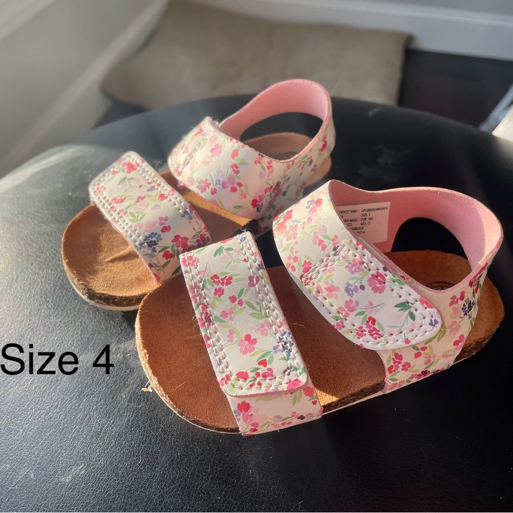 Floral Kids Sandals - Pink and White